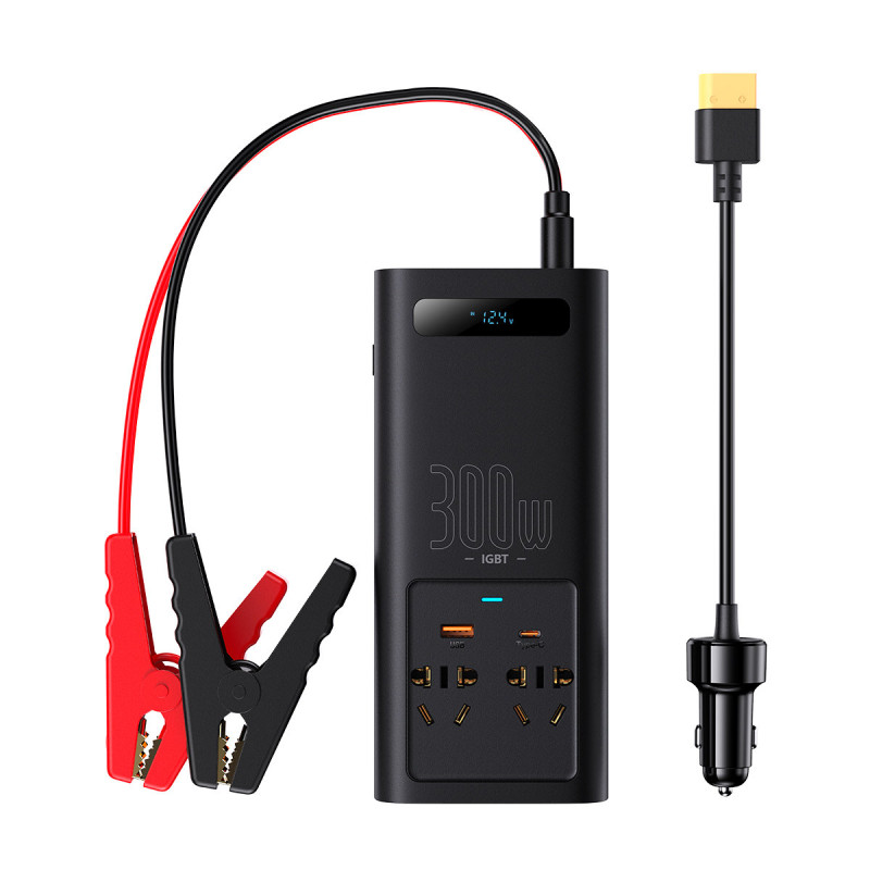Automobilio įtampos keitiklis 12V - 220V IGBT 300W (CN/EU kištukas) juodas