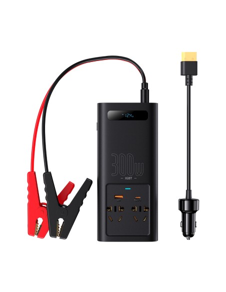 Automobilio įtampos keitiklis 12V - 220V IGBT 300W (CN/EU kištukas) juodas Automobilio įtampos keitiklis 12V - 220V IGBT 300W (CN/EU kištukas) juodas