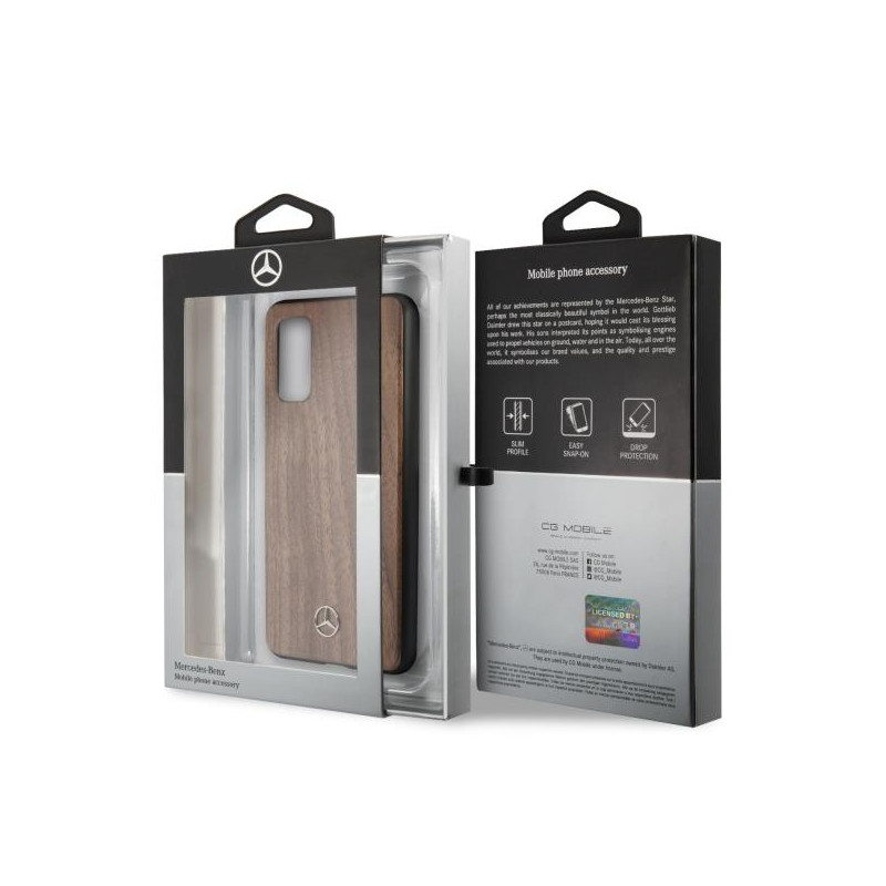 Mercedes Wood Line Walnut dėklas Samsung Galaxy S20 - rudas