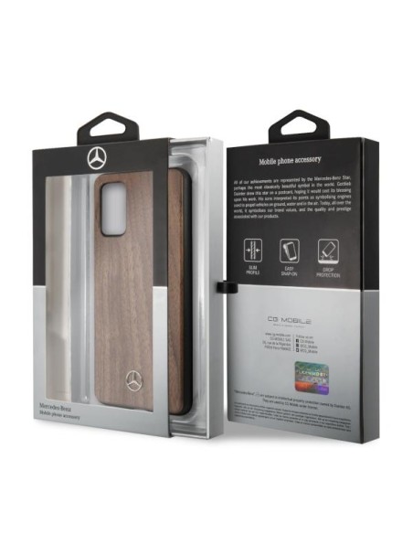 Mercedes Wood Line Walnut dėklas, skirtas Samsung Galaxy S20+ - rudas
