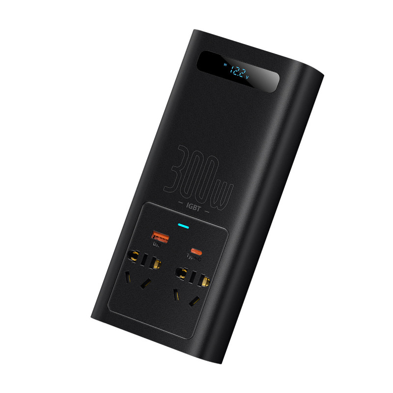 Automobilio įtampos keitiklis 12V - 220V IGBT 300W (CN/EU kištukas) juodas
