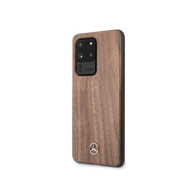 Mercedes Wood Line Walnut dėklas, skirtas Samsung Galaxy S20 Ultra - rudas