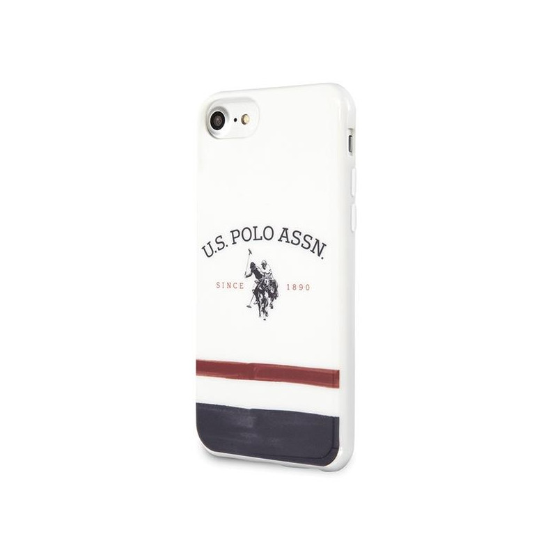 JAV Polo Assn byla Trispalvių raštų kolekcija, skirta iPhone 7 / 8 / SE 2020 / SE 2022 - balta