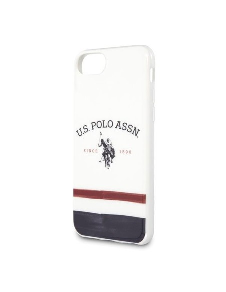 JAV Polo Assn byla Trispalvių raštų kolekcija, skirta iPhone 7 / 8 / SE 2020 / SE 2022 - balta JAV Polo Assn byla Trispalvių raštų kolekcija, skirta iPhone 7 / 8 / SE 2020 / SE 2022 - balta