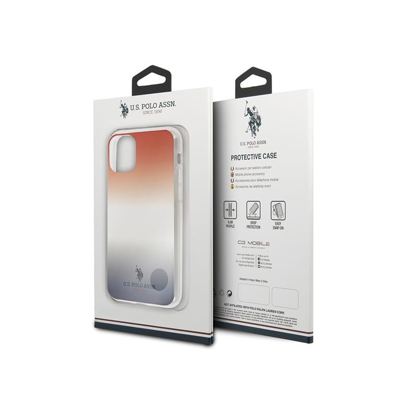 JAV Polo Assn byla Gradiento raštų kolekcija, skirta iPhone 11 Pro – raudona ir mėlyna