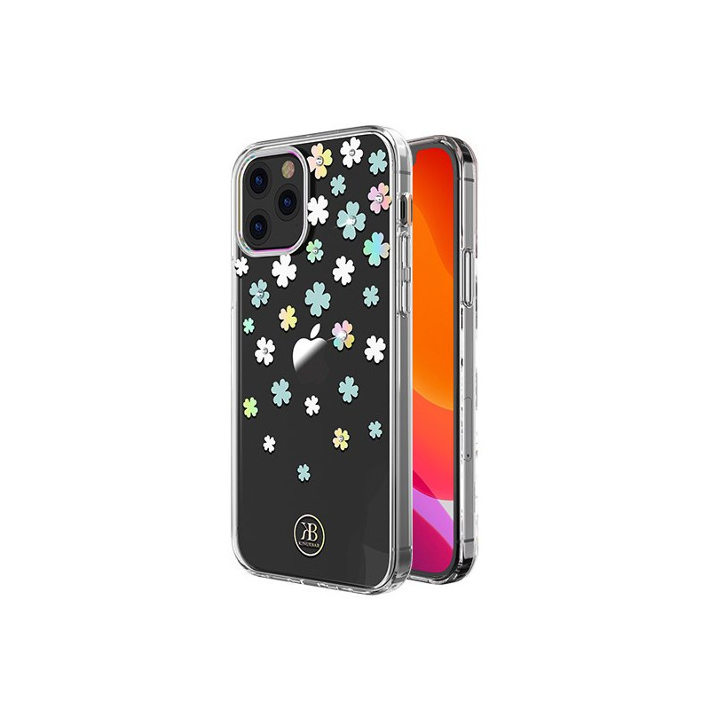 Kingxbar Lucky Series dėklas papuoštas originaliais Swarovski Crystals iPhone 12 mini skaidriais (dobilais)