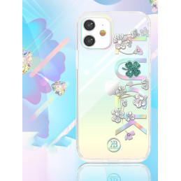 Kingxbar Lucky Series dėklas papuoštas originaliais Swarovski Crystals iPhone 12 mini skaidriais (dobilais)