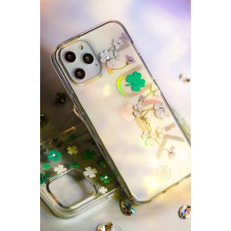 Kingxbar Lucky Series dėklas papuoštas originaliais Swarovski Crystals iPhone 12 mini skaidriais (dobilais)