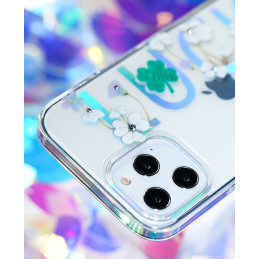 Kingxbar Lucky Series dėklas papuoštas originaliais Swarovski Crystals iPhone 12 mini skaidriais (dobilais)