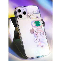 Kingxbar Lucky Series dėklas papuoštas originaliais Swarovski Crystals iPhone 12 mini skaidriais (dobilais)