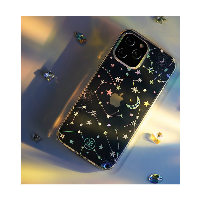 Kingxbar Lucky Series dėklas papuoštas originaliais Swarovski Crystals iPhone 12 mini skaidriais (dobilais)