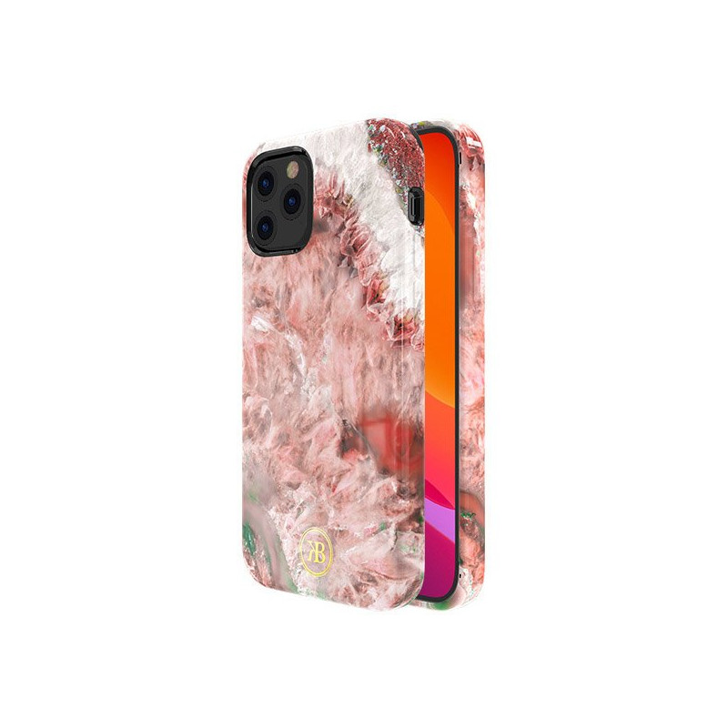 Kingxbar Agate serijos elegantiškas dėklo dangtelis su agato raštu, skirtas iPhone 12 mini raudonam