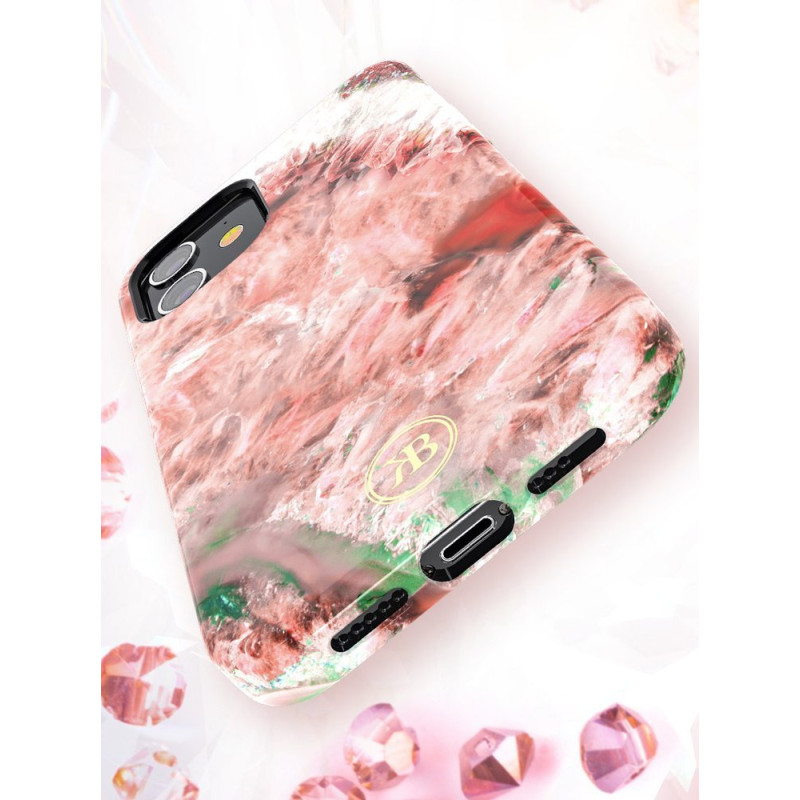 Kingxbar Agate serijos elegantiškas dėklo dangtelis su agato raštu, skirtas iPhone 12 mini raudonam