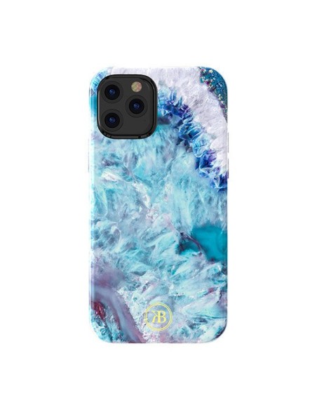 Kingxbar Agate serijos elegantiškas dėklas su agato raštu, skirtas iPhone 12 mini mėlynai