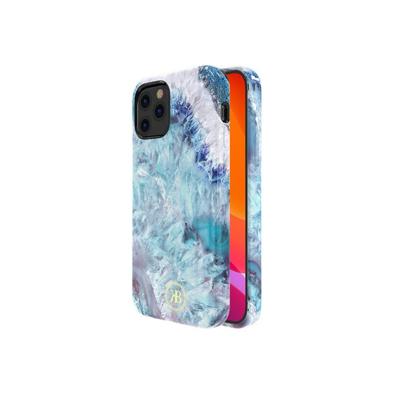 Kingxbar Agate serijos elegantiškas dėklas su agato raštu, skirtas iPhone 12 mini mėlynai