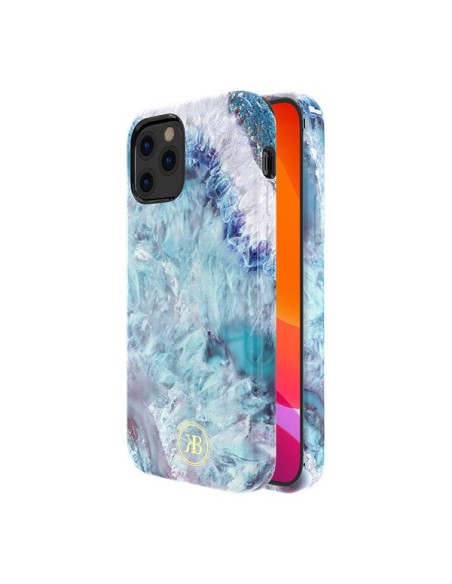 Kingxbar Agate serijos elegantiškas dėklas su agato raštu, skirtas iPhone 12 mini mėlynai