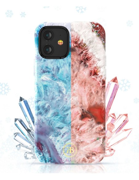 Kingxbar Agate serijos elegantiškas dėklas su agato raštu, skirtas iPhone 12 mini mėlynai