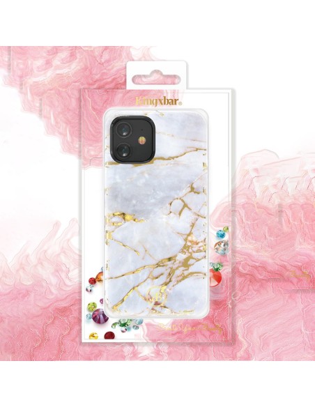 Kingxbar Agate serijos elegantiškas dėklas su agato raštu, skirtas iPhone 12 mini mėlynai