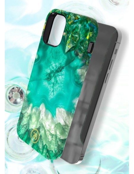 Kingxbar Agate serijos elegantiškas dėklas su agato raštu, skirtas iPhone 12 mini mėlynai