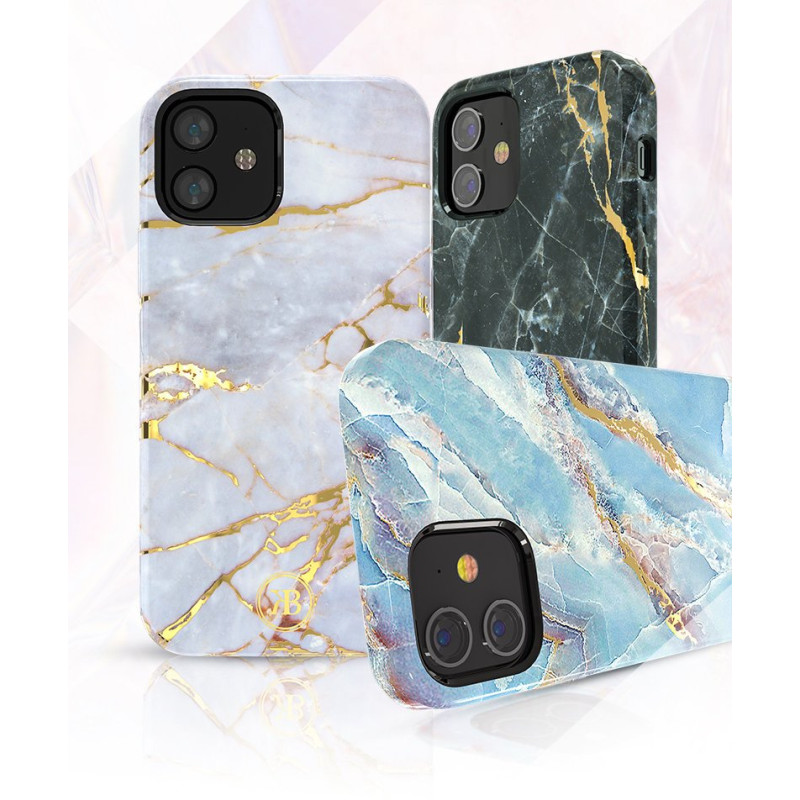 Kingxbar Marble Series elegantiškas dėklo dangtelis su marmuro raštu iPhone 12 mini blue