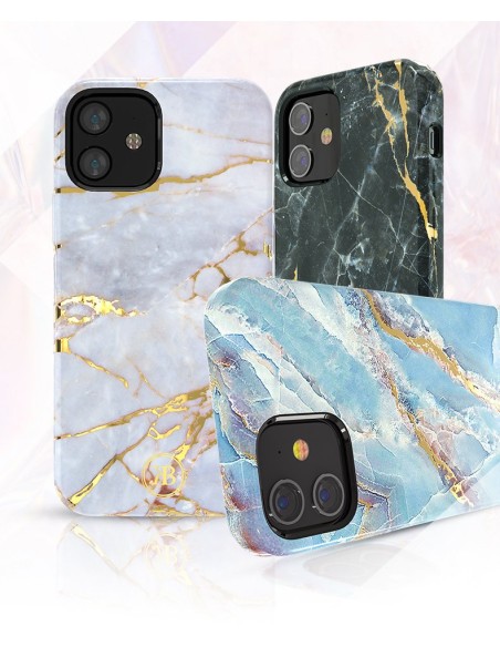 Kingxbar Marble Series elegantiškas dėklo dangtelis su marmuro raštu iPhone 12 mini blue