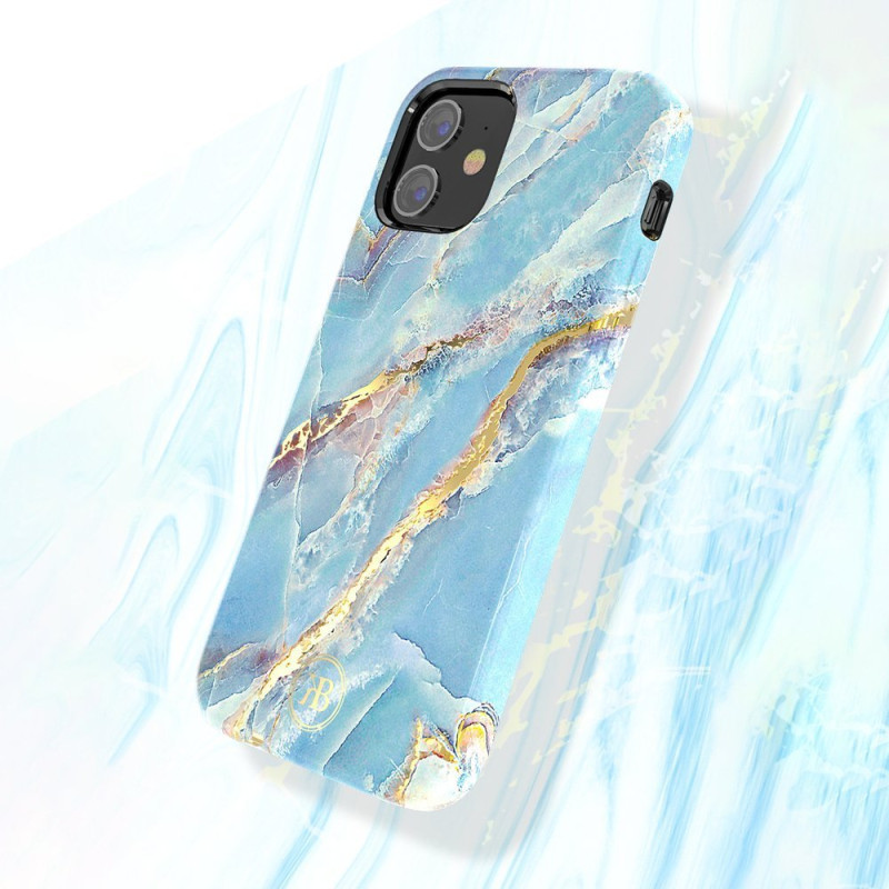 Kingxbar Marble Series elegantiškas dėklo dangtelis su marmuro raštu iPhone 12 mini blue