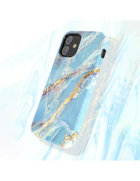 Kingxbar Marble Series elegantiškas dėklo dangtelis su marmuro raštu iPhone 12 mini blue
