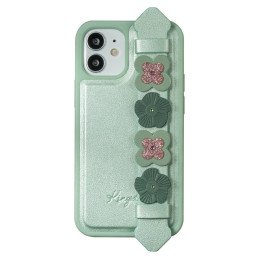 Kingxbar Sweet Series gelio dėklas dekoruotas originaliais Swarovski kristalais su stovu iPhone 12 mini green