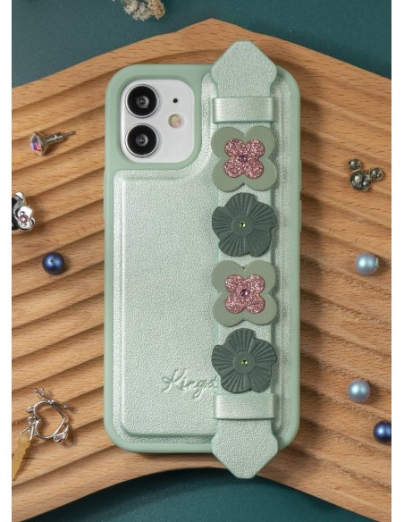 Kingxbar Sweet Series gelio dėklas dekoruotas originaliais Swarovski kristalais su stovu iPhone 12 mini green Kingxbar Sweet Series gelio dėklas dekoruotas originaliais Swarovski kristalais su stovu iPhone 12 mini green