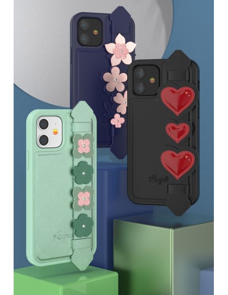 Kingxbar Sweet Series gelio dėklas dekoruotas originaliais Swarovski kristalais su stovu iPhone 12 Pro / iPhone 12 green