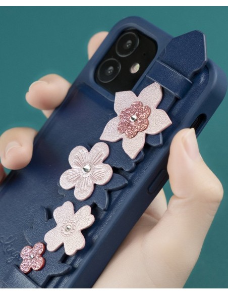Kingxbar Sweet Series gelio dėklas dekoruotas originaliais Swarovski kristalais su stovu iPhone 12 Pro / iPhone 12 green