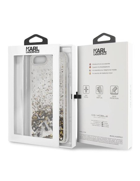 Karl Lagerfeld Glitter dėklas, skirtas iPhone 7/ 8 Plus - juodos ir auksinės spalvos Karl Lagerfeld Glitter dėklas, skirtas iPhone 7/ 8 Plus - juodos ir auksinės spalvos