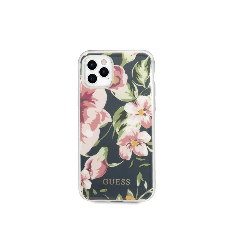 Guess N.3 Flower Collection dėklas, skirtas iPhone 11 Pro Max - tamsiai mėlynas