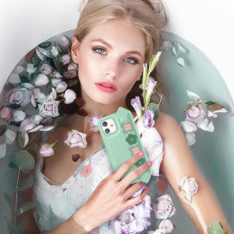 Kingxbar Sweet Series gelio dėklas dekoruotas originaliais Swarovski kristalais su stovu iPhone 12 Pro Max mėlynai
