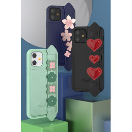 Kingxbar Sweet Series gelio dėklas dekoruotas originaliais Swarovski kristalais su stovu iPhone 12 Pro Max mėlynai