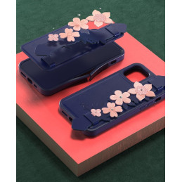 Kingxbar Sweet Series gelio dėklas dekoruotas originaliais Swarovski kristalais su stovu iPhone 12 Pro Max mėlynai