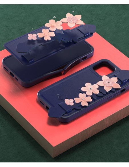 Kingxbar Sweet Series gelio dėklas dekoruotas originaliais Swarovski kristalais su stovu iPhone 12 Pro Max mėlynai Kingxbar Sweet Series gelio dėklas dekoruotas originaliais Swarovski kristalais su stovu iPhone 12 Pro Max mėlynai