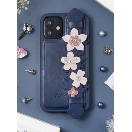 Kingxbar Sweet Series gelio dėklas dekoruotas originaliais Swarovski kristalais su stovu iPhone 12 Pro Max mėlynai
