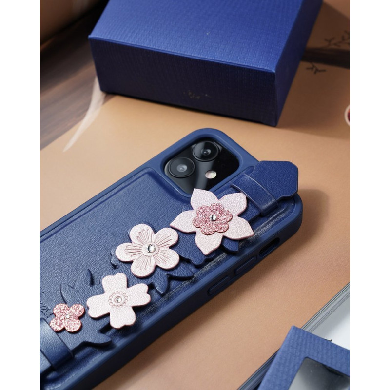 Kingxbar Sweet Series gelio dėklas dekoruotas originaliais Swarovski kristalais su stovu iPhone 12 Pro Max mėlynai