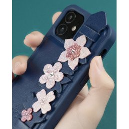 Kingxbar Sweet Series gelio dėklas dekoruotas originaliais Swarovski kristalais su stovu iPhone 12 Pro Max juodai