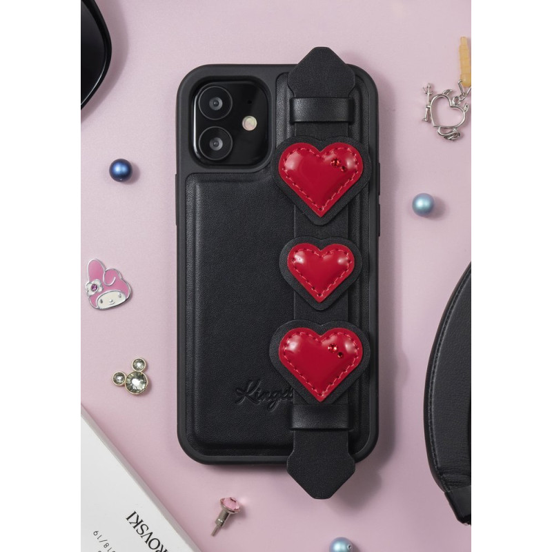 Kingxbar Sweet Series gelio dėklas dekoruotas originaliais Swarovski kristalais su stovu iPhone 12 Pro Max juodai