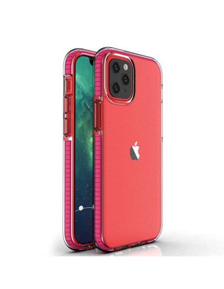 Spring Case, gelinis dėklas su spalvingu rėmeliu iPhone 12 mini, tamsiai rožinis Spring Case, gelinis dėklas su spalvingu rėmeliu iPhone 12 mini, tamsiai rožinis