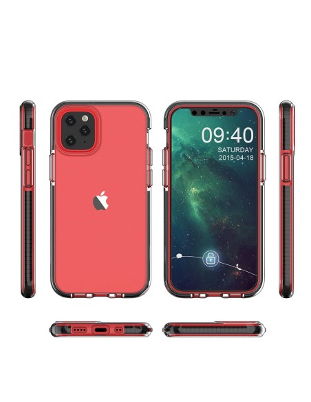 Spring Case, gelinis dėklas su spalvingu rėmeliu iPhone 12 mini, tamsiai rožinis Spring Case, gelinis dėklas su spalvingu rėmeliu iPhone 12 mini, tamsiai rožinis