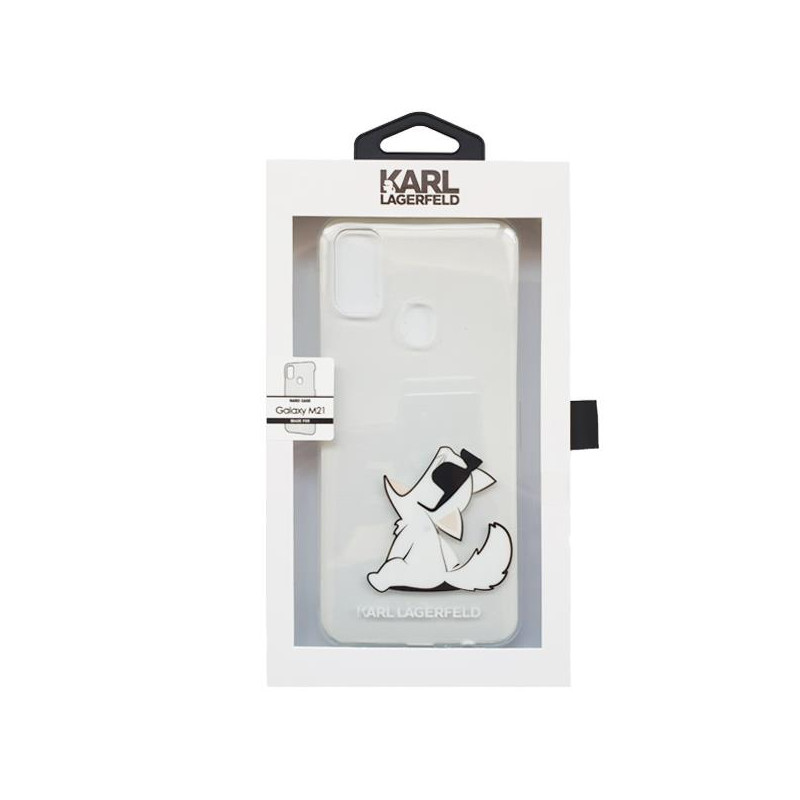 Karl Lagerfeld Choupette Fun dėklas Samsung Galaxy M21 - skaidrus