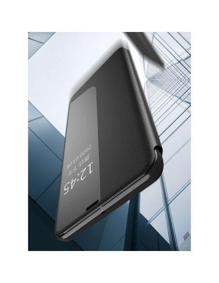 Eco Leather View Case elegantiškas dėklas su atvartu ir stovo funkcija, skirta Huawei P40 Lite oranžinei spalvai