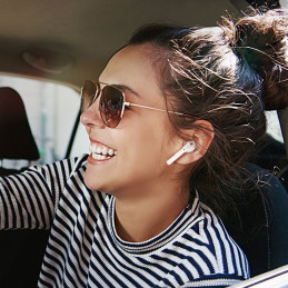TWS Bluetooth 5.0 belaidės ausinės baltos