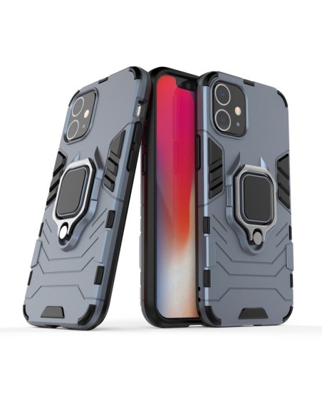 Ring Armor šarvuotas hibridinis korpuso dangtelis + magnetinis laikiklis iPhone 12 mini mėlynas