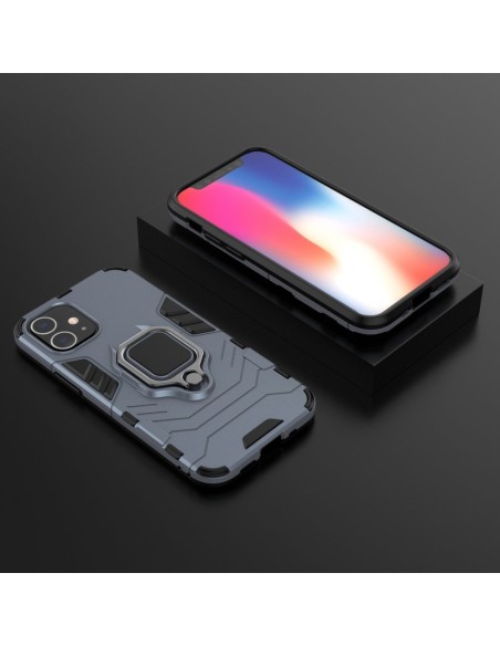Ring Armor šarvuotas hibridinis korpuso dangtelis + magnetinis laikiklis iPhone 12 mini mėlynas