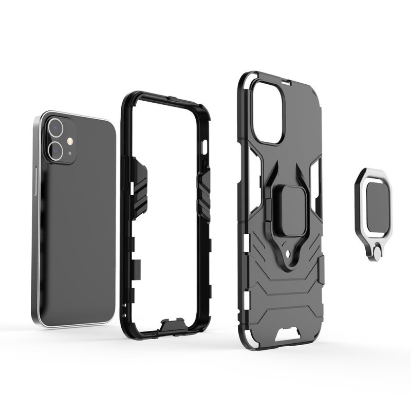 Ring Armor šarvuotas hibridinis korpuso dangtelis + magnetinis laikiklis iPhone 12 mini mėlynas