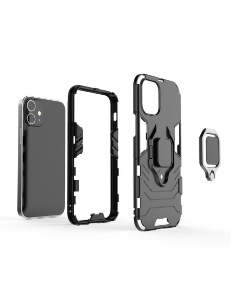 Ring Armor šarvuotas hibridinis korpuso dangtelis + magnetinis laikiklis iPhone 12 mini mėlynas